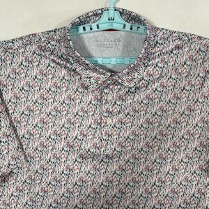 Maelreg Polo Shirt Mens 2XL White Golf‎ Performance Stretch Floral Print AOP